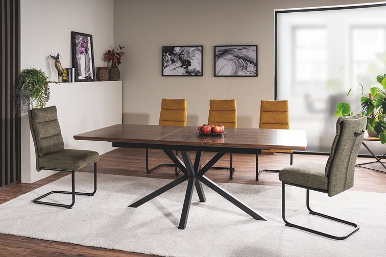 Stół LOGAN (160-200)x90 Czarny Mat/Orzech