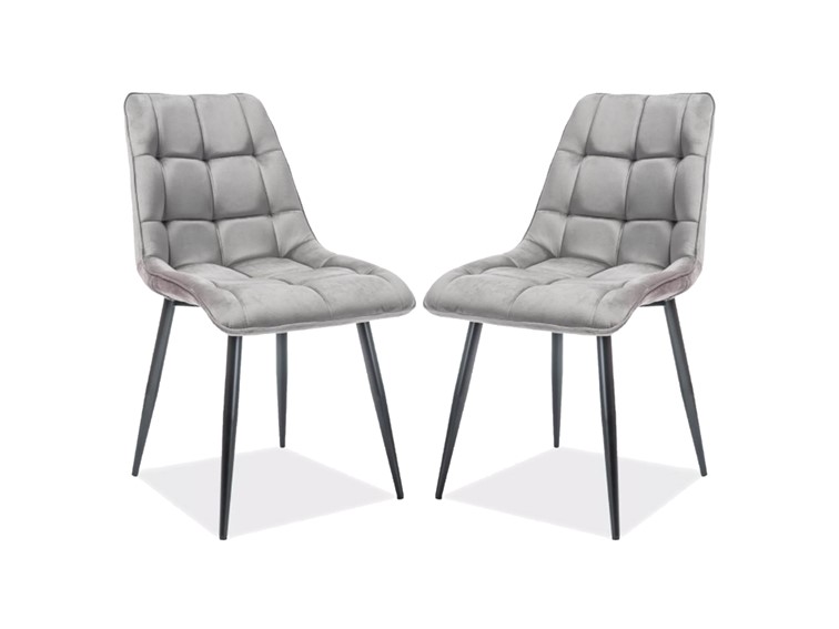 Zestaw 2x Krzesło CHIC Velvet Czarny/Szary Bluvel 14