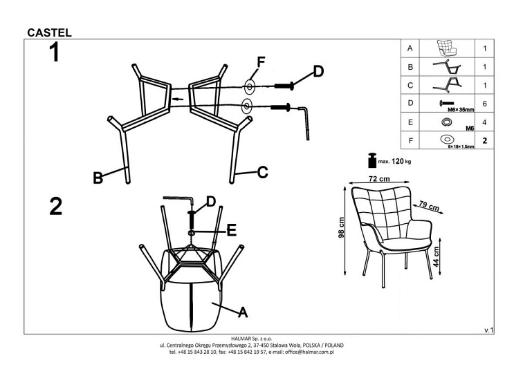 Fotel Wypoczynkowy CASTEL Czarny/Zielony