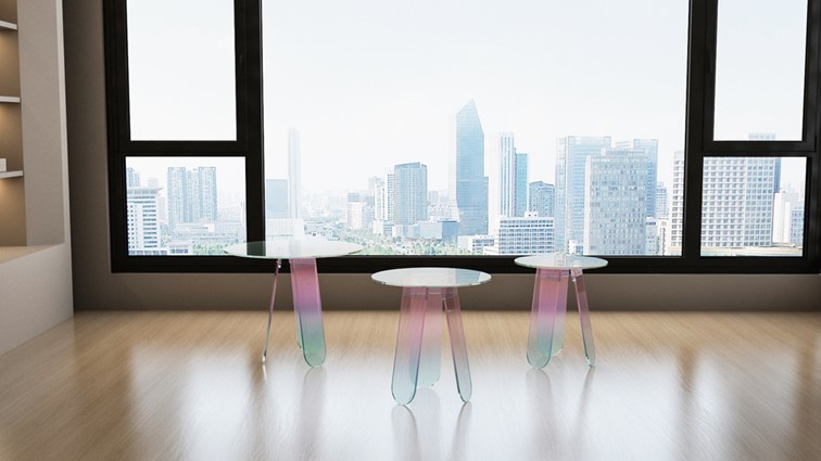 Stolik MODIG M75-60 fi60 Wielokolorowy/Transparentny