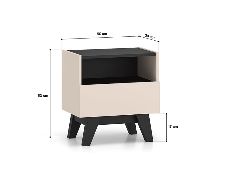 Szafka nocna FRESHION 06 Cashmere/Czarny