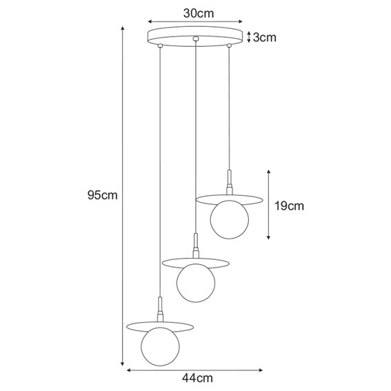 Lampa Wisząca SANTE K-5375 Czarny/Biały