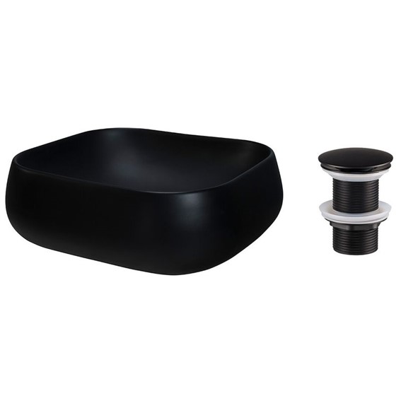 Zestaw Umywalkowy z Korkiem Click-Clack NIKA Czarny Mat