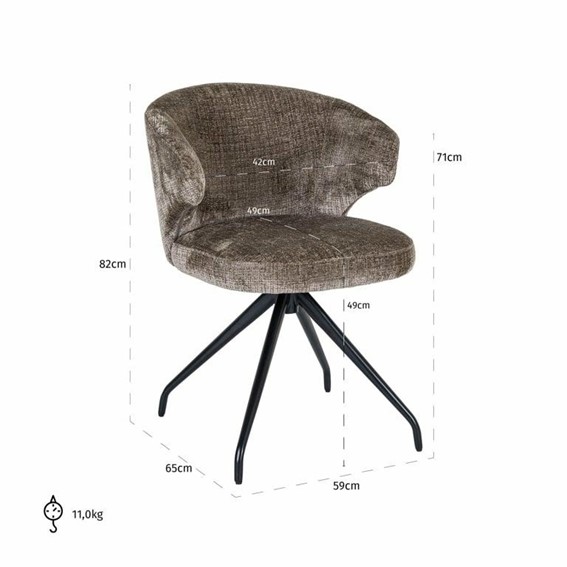 Krzesło Obrotowe MILLY STONE Brązowe