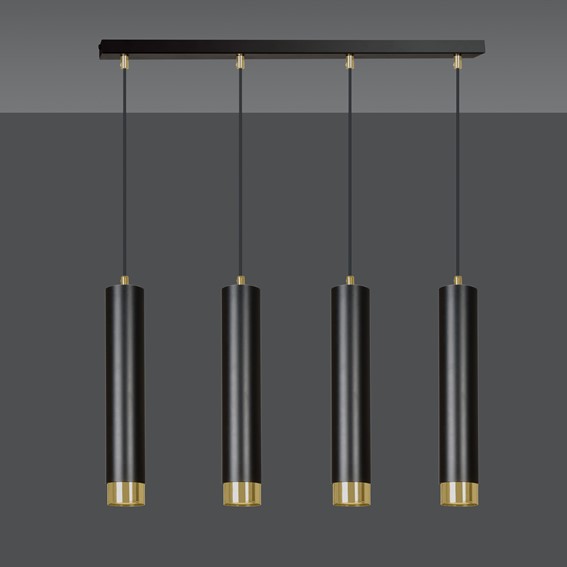 Lampa Wisząca KIBO 4 Czarny/Złoty