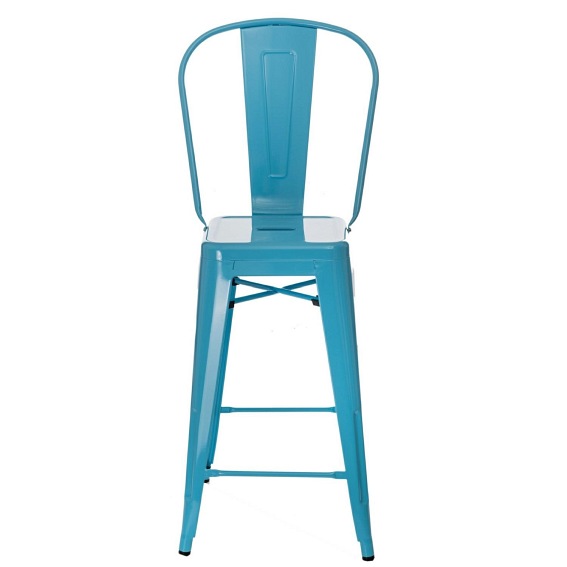 Stołek Barowy PARIS Back Niebieski Inspirowany Tolix