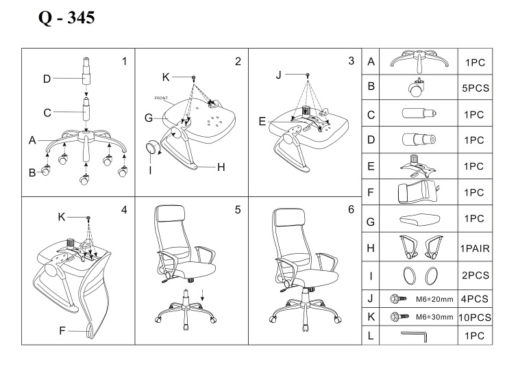 Fotel Obrotowy Q-345 Szary