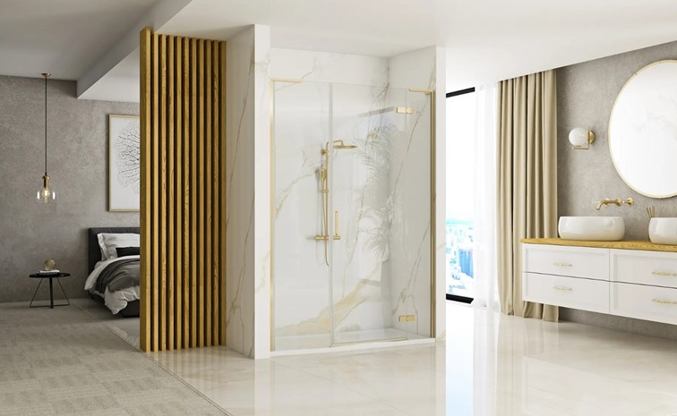 Drzwi Prysznicowe HUGO 100 Złoty Szczotkowany