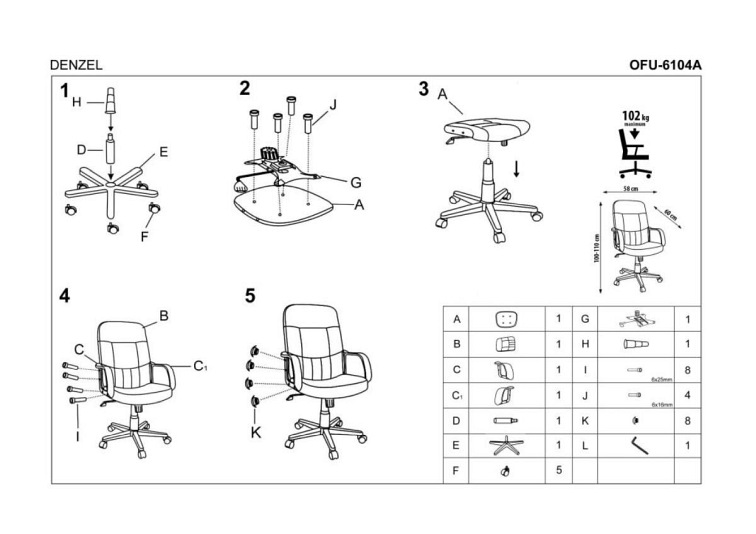Fotel Pracowniczy DENZEL Czarny