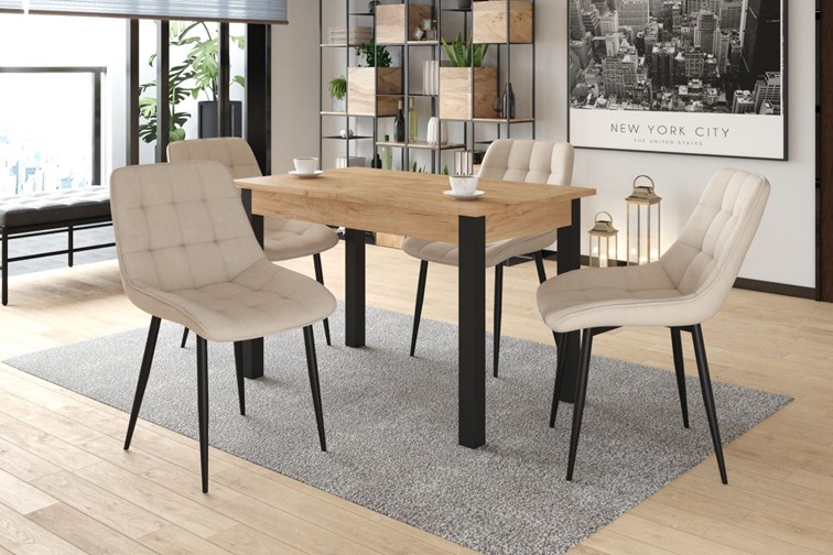 Stół Rozkładany ST22-FX (120-160)x67 Dąb Złoty Craft/Czarny