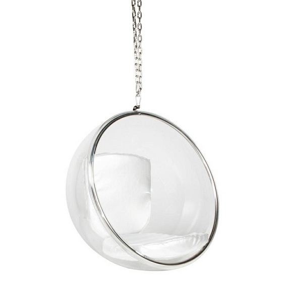 Fotel wiszący BUBBLE Poduszka Biała Ekoskóra