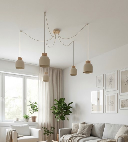 Lampa Wisząca KRU 5 Beżowy