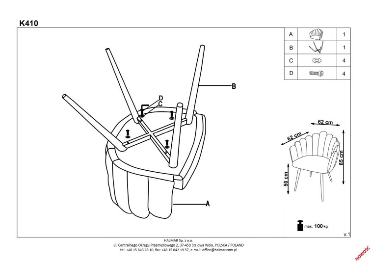 Krzesło  K410 Różowy