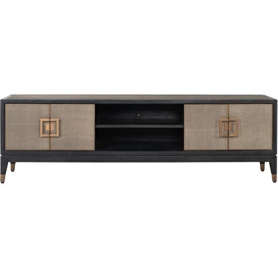 Szafka RTV BLOOMINGVILLE  Szary/Czarny/Złoty