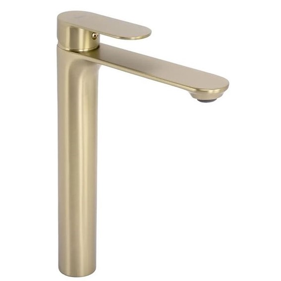 Bateria Umywalkowa Wysoka DROP Złoty Szczotkowany