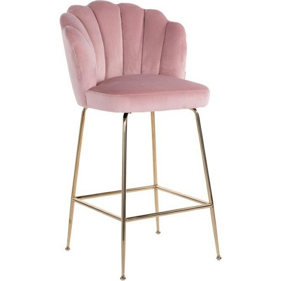 Krzesło Barowe PIPPA PINK 80 - Różowy/Złoty