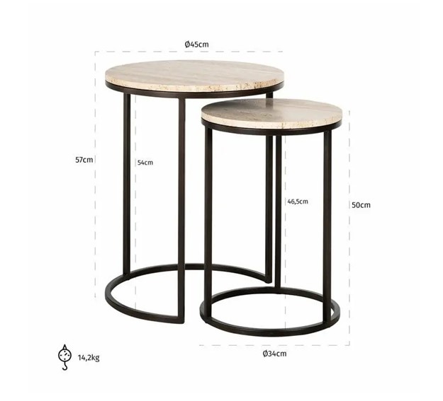 Zestaw Stolików AVALON Beżowy/Czarny
