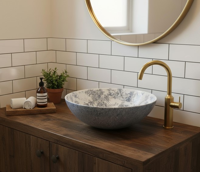 Umywalka Nablatowa JULIANA Biały/Niebieski