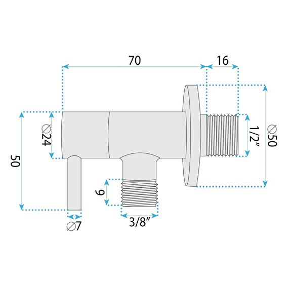 Zawór Kątowy 01 1/2" x 3/8" Tytan
