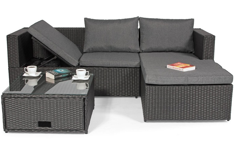 Narożnik Ogrodowy 4-Osobowy ROMA Czarny