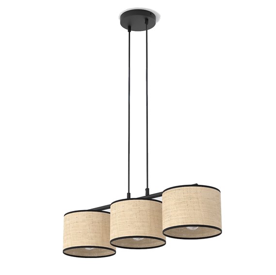 Lampa Wisząca ECO 3 Czarny/Rattan
