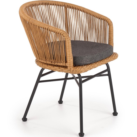 Krzesło Ogrodowe K400 Czarny/Naturalny/Popielaty