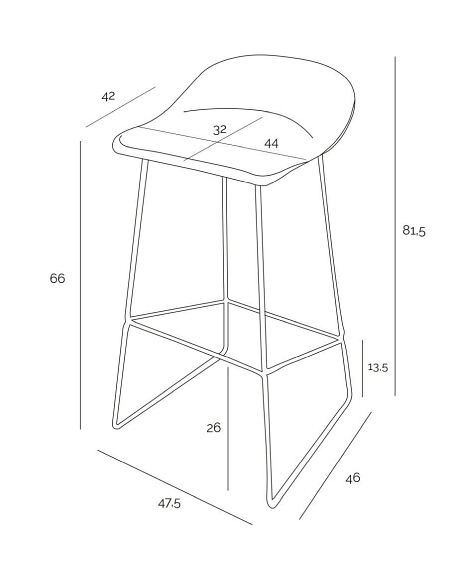 Krzesło barowe MOLLY 66cm Czarne Low