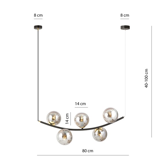 Lampa Wisząca RITZ 5 Grafitowy