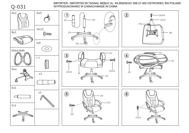 Fotel Obrotowy Q-031 Czarny