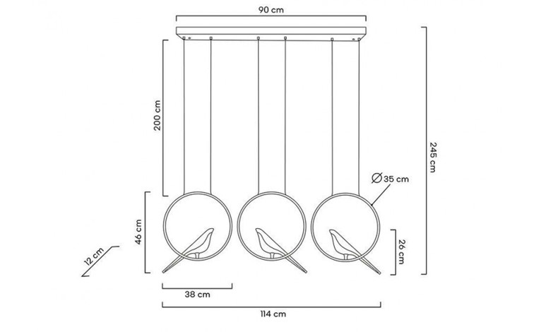 Lampa Wisząca BIRD LINE Złoty/Biały