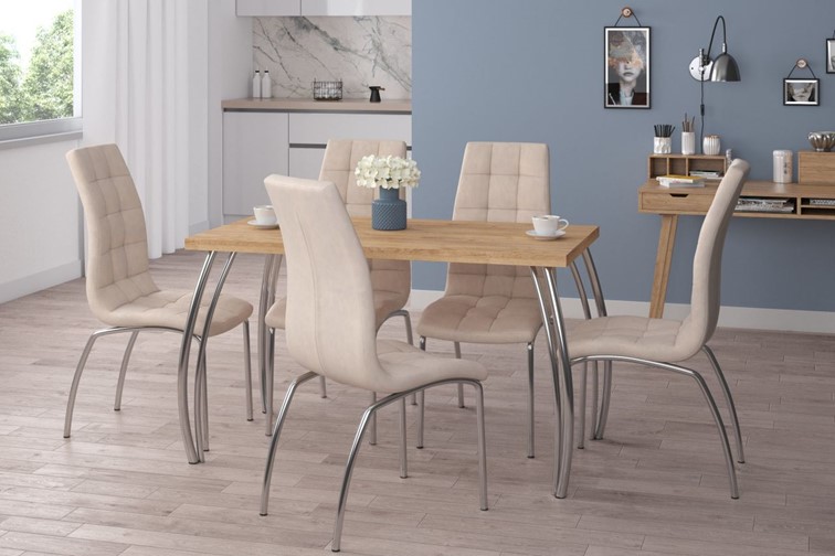 Stół ST(B)-FX 67x128 II Dąb Złoty Craft/Chrom