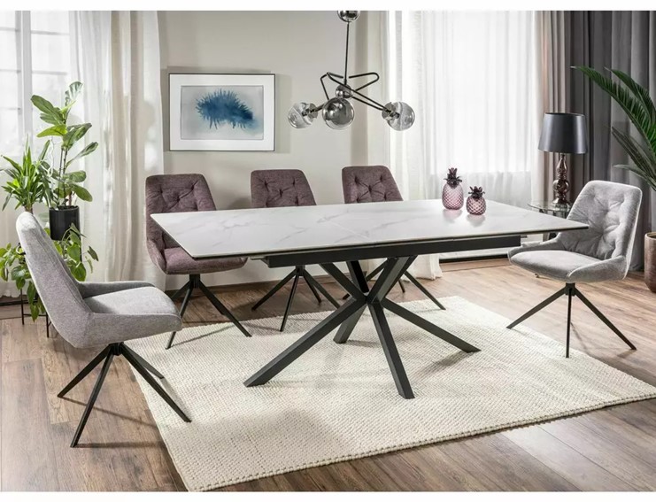 Stół LOGAN Ceramic (160-200)x90 Czarny Mat/Biały Mat