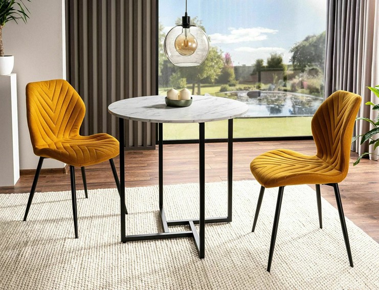 Stół Okrągły fi80 ALTO II Biały/Efekt Marmuru