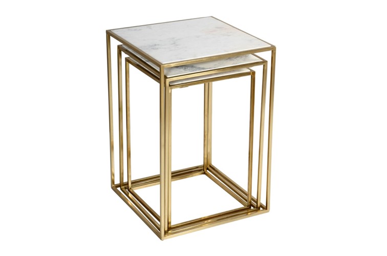 Zestaw Stolików AVOLA AV2130-38 46x46 Biały/Złoty