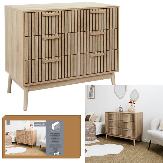 Komoda KLAUS 3 Szuflady, Naturalny