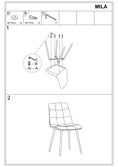 Krzesło MILA Velvet Czarny/Granatowy