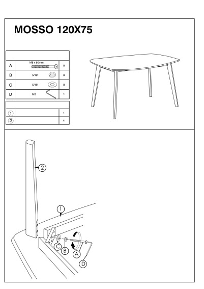 Stół MOSSO I 120x75 Dąb/Biały