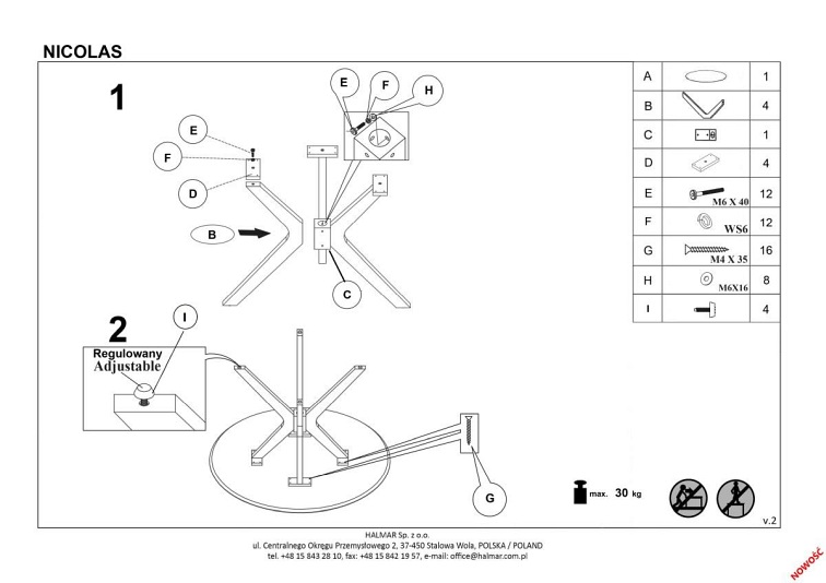 Stół Okrągły NICOLAS 120x77 Dąb Naturalny