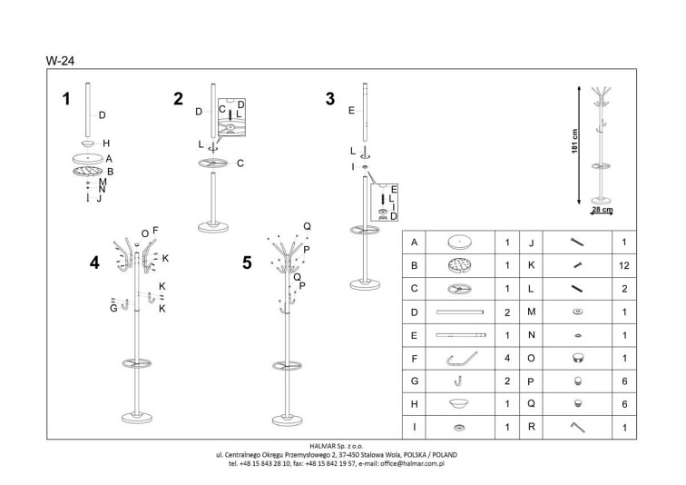 Wieszak W24 181cm Srebrny