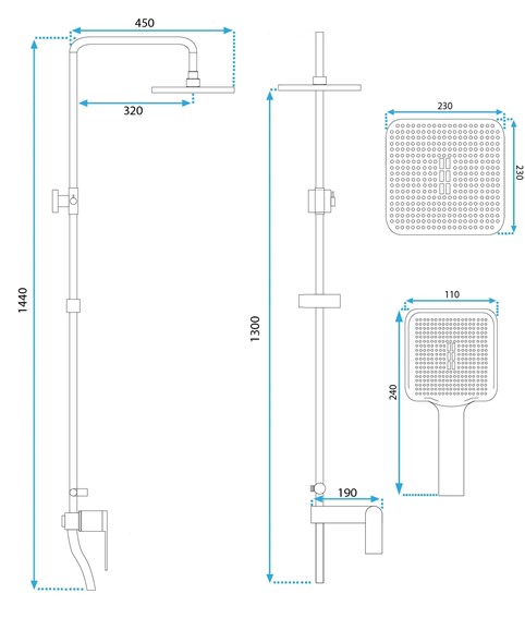Zestaw Natryskowy MY1902-77G STORM Złoty