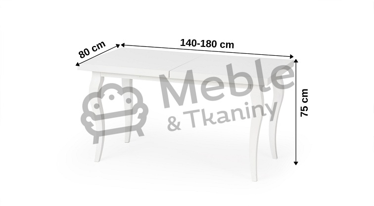 Stół Rozkładany MOZART (140-180)x80 Biały