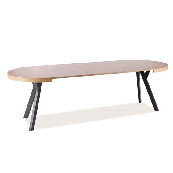 Stół Rozkładany DOMINGO (250-100)x100 Okleina Naturalna Dąb/Czarny