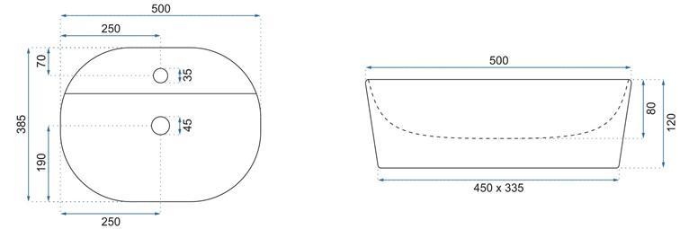 Umywalka Nablatowa CARINA Biały