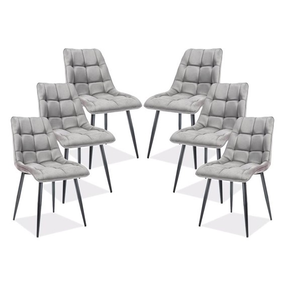 Zestaw 6x Krzesło CHIC Velvet Czarny/Szary Bluvel 14