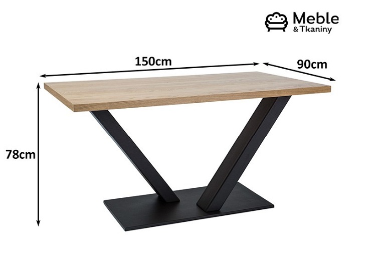 Stół VECTOR 150x90 Lity Dąb/Czarny