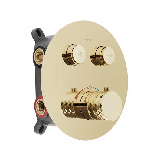 Zestaw Natryskowy Podtynkowy z Termostatem LUNGO DIAMOND Złoty