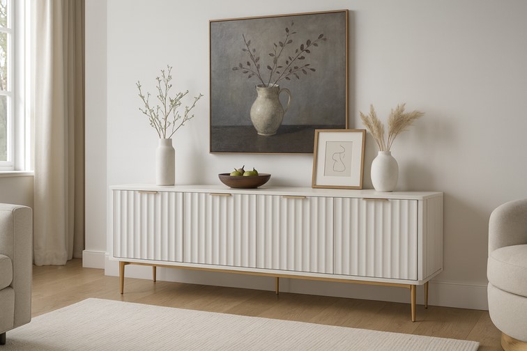 Komoda RTV STILIG ST709 Biały/Złoty