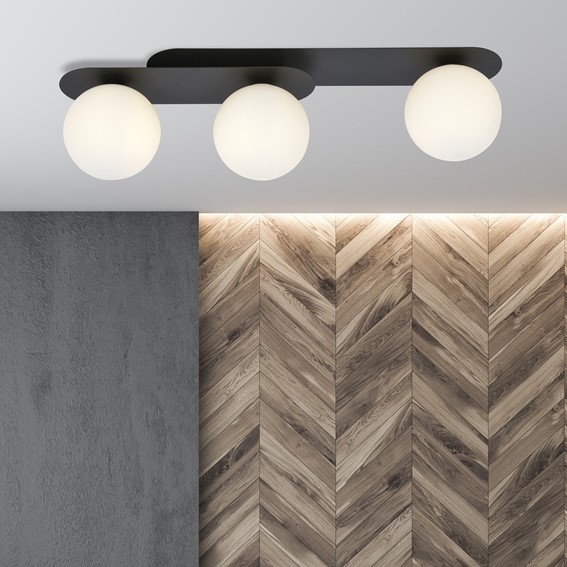 Lampa Sufitowa PLAZA 3 Czarny/Opal