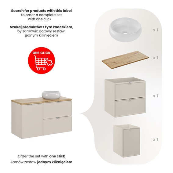 Zestaw Meblowy WIKI 100cm Dąb Artisan/Kaszmirowy Mat