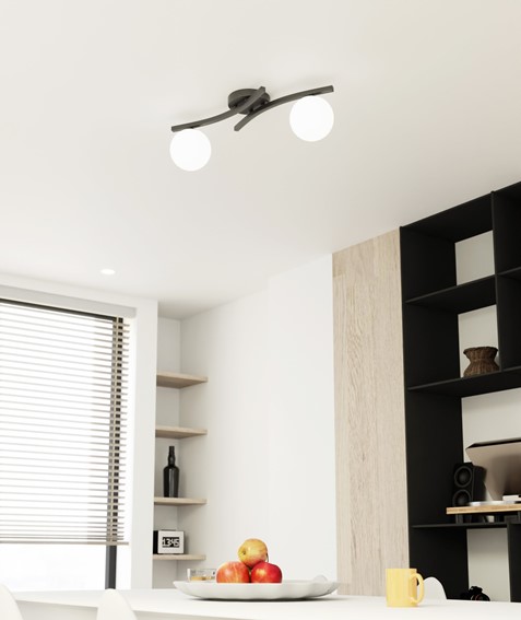 Lampa Wisząca OPUS 2 Czarny/Opal